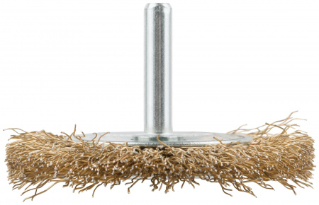 38506 Кордщетка-колесо, со штифтом, стальная латунированная волнистая проволока 60 мм FIT 