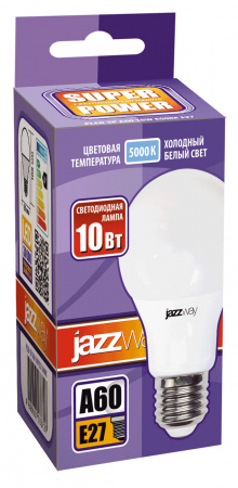 1033727 Лампа светодиодная LED 10Вт E27 230V/50Hz холодный матовая груша SP JazzWay 