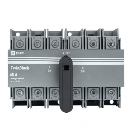 Рубильник 40A 3P реверсивный c рукояткой для прямой установки TwinBlock EKF tb-s-40-3p-rev