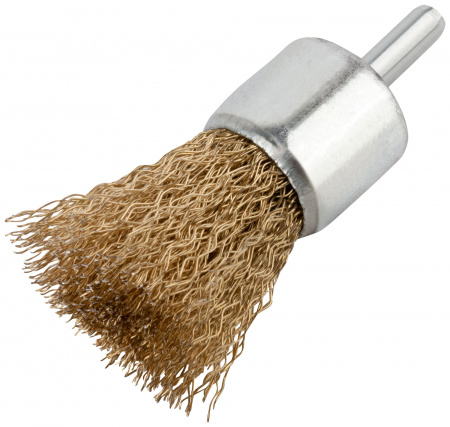 38525 Кордщетка-венчик, со шифтом, стальная латунированная волнистая проволока 25 мм FIT 