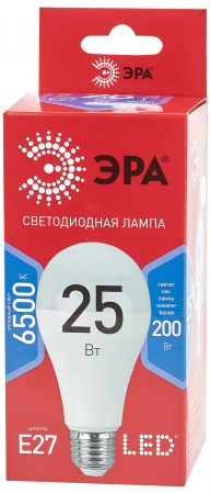 Б0048011 Лампа светодиодная E27 25 Вт груша холодный дневной свет RED LINE LED A65-25W-865-E27 R Е27 / ЭРА 