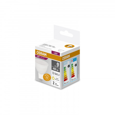 Лампа светодиодная LED 6 Вт GU5.3 3000К 480Лм спот 220 В (замена 50Вт) OSRAM LEDVANCE 4058075582545
