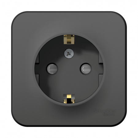 BLANCA Розетка наружная с заземлением со шторками изолированный плоский, 16А, 250В, антрацит Systeme Electric BLNRA011116