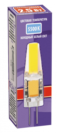 Лампа светодиодная LED 2.5вт G4 12B 200Lm холодный COB JazzWay 2855770