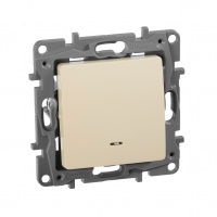 ETIKA Переключатель одноклавишный с подсветкой слоновая кость автоматические зажимы 10AX Legrand/Daccord 672315