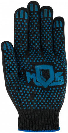 12495 Перчатки вязаные черные х/б с ПВХ, 4 нити, 10 класс вязки MOS 