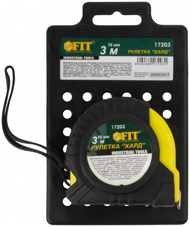 17203 Рулетка прорезиненный корпус ''Хард'' 3 м x 16 мм FIT 