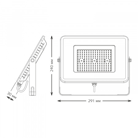 Прожектор светодиодный ДО 100 Вт 6500К 10500 лм 175-265В IP65 210х32х283мм Алюминий матрированное закаленное стекло Qplus Gauss GAUSS 690511100