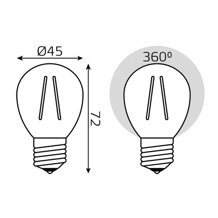Лампа светодиодная филаментная LED 7 Вт 550 лм 2700К AC150-265В E27 шар P45 теплая  Black Filament Gauss GAUSS 105802107