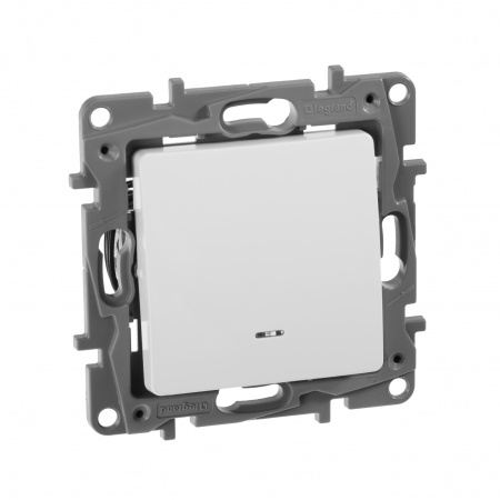 ETIKA Переключатель одноклавишный с подсветкой белый автоматические зажимы 10AX Legrand/Daccord 672215