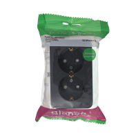 Розетка BLANCA наружная двойная, с заземлением, со шторками, с изолирующей пластиной, 16А, 250В, антрацит Systeme Electric BLNRA011216