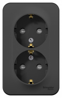 Розетка BLANCA наружная двойная, с заземлением, со шторками, с изолирующей пластиной, 16А, 250В, антрацит Systeme Electric BLNRA011216