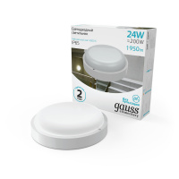 Светильник светодиодный ДБП 24 Вт 4000К 1950 лм 160-260В IP65 D210х52мм круглый Пластик ЖКХ Elementary Gauss GAUSS 126411224