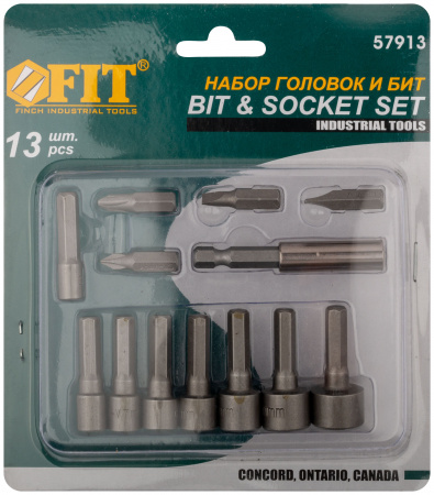 Набор бит и головок 13 шт FIT 57913