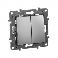 ETIKA Выключатель двухклавишный автоматические клеммы 10 AX 250 В алюминий Legrand/Daccord 672402