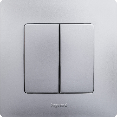 ETIKA Выключатель двухклавишный автоматические клеммы 10 AX 250 В алюминий Legrand/Daccord 672402