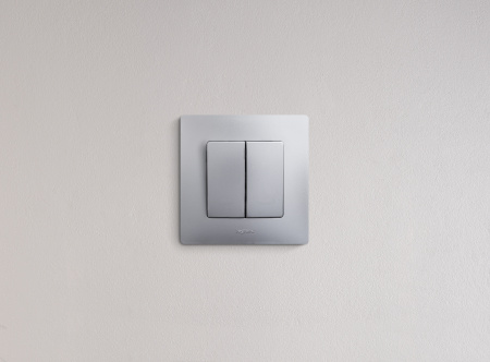 ETIKA Выключатель двухклавишный автоматические клеммы 10 AX 250 В алюминий Legrand/Daccord 672402