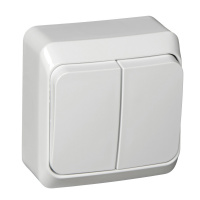 ЭТЮД Выключатель двухклавишный наружный с подсветкой белый сх.5 Systeme Electric BA10-006B