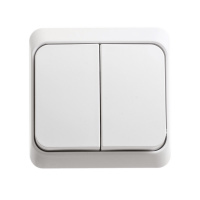 ЭТЮД Выключатель двухклавишный наружный с подсветкой белый сх.5 Systeme Electric BA10-006B