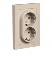 ATLASDESIGN РОЗЕТКА двойная с заземлением, 16А, в сборе, ПЕСОЧНЫЙ Systeme Electric ATN001224