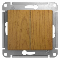 GLOSSA Выключатель двухклавишный в рамку дуб схема 5 Systeme Electric GSL000551