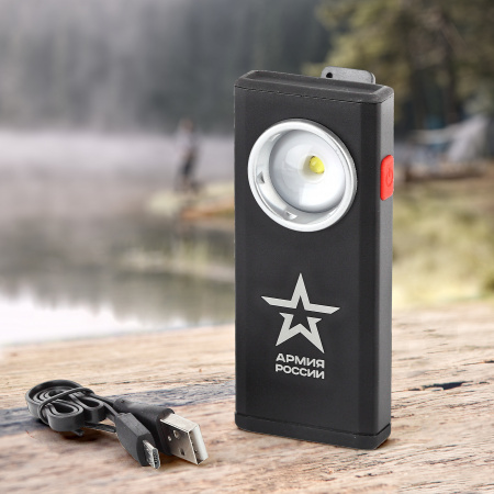 Фонарик кемпинговый с магнитом и диммером, зарядка от USB, крючок, RA-802 Офицерский Армия России ЭРА Б0036609
