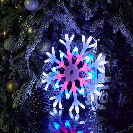 Фигура светодиодная Снежинка 40х40см Подвесная 48 светодиодов Красный синий Провод прозрачный ULD-H4040-048/DTA MULTI IP20 SNOWFLAKE Uniel UL-00001403