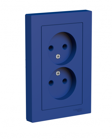 ATLASDESIGN РОЗЕТКА двойная без заземления,16А, в сборе, АКВАМАРИН Systeme Electric ATN001120