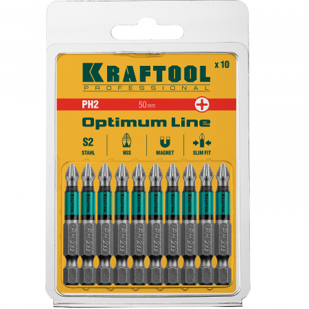 Биты Optimum Line PH2 50 мм 10 шт. KRAFTOOL 26122-2-50-10