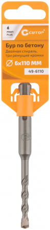 49-6110 Бур по бетону , Profi Plus - двойная спираль, три пылеотводящие кромки, 6 x 110 мм CUTOP 
