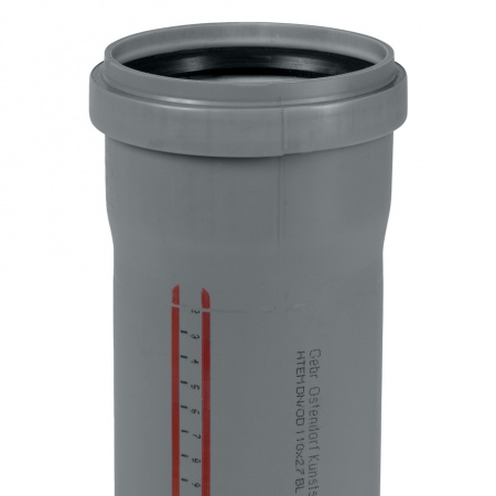 Труба канализационная 110 х 500 мм НТЕМ однораструбная, серая Ostendorf 115020