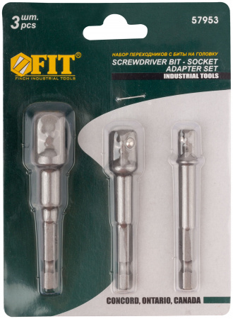 57953 Адаптеры под головки с хвостовика под биты набор 3 штCrV FIT 