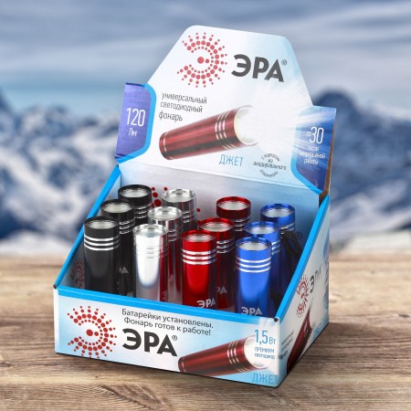 Светодиодный фонарь Джет ручной на батарейках промо-бокс 12шт алюминиевый UB-402 ЭРА Б0029193