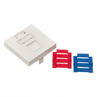 Вставка розеточная TERACOM PRO 45х45мм формат Mosaic на 1 модуль Keystone со шторкой и маркером белая EKF TRP-INS-MOS-2M1P-WH