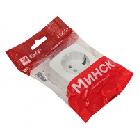 Розетка Минск 1-местная ОП 16А с заземлением белая EKF EGR16-028-10