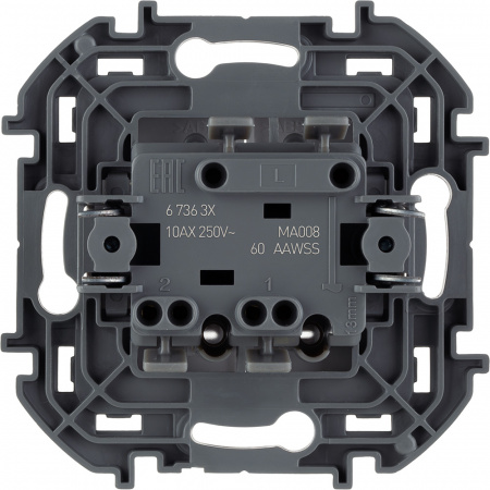 673630 Выключатель двухклавишный с подсветкой/индикацией INSPIRIA 10 AX 250 В~ белый Legrand 