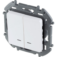 Выключатель двухклавишный с подсветкой/индикацией INSPIRIA 10 AX 250 В~ белый Legrand 673630