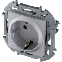 Розетка 2К+З со шторками немецкий стандарт 16 А 250 В~ INSPIRIA алюминий Legrand 673732