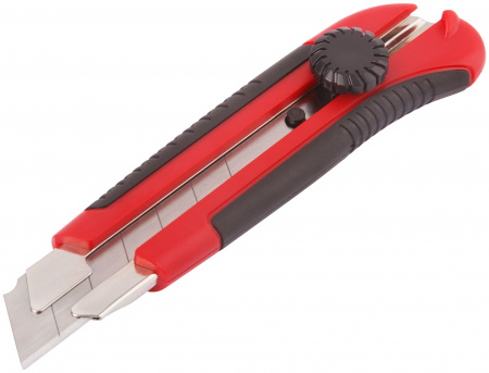 10185 Нож технический ''Крафт'' 25 мм усиленный, прорезиненный, вращ.прижим, магнит КУРС 