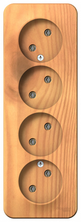 Розетка BLANCA наружная четырехпостовая, без заземления, без шторок, с изолирующей пластиной, 16А, 250В, ясень Systeme Electric BLNRA000415