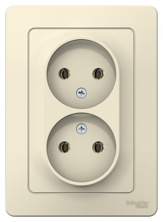 BLANCA скрытой установки розетка двойная без заземления без шторок, 16А, 250В, молочный Systeme Electric BLNRS000022