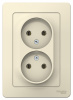 BLANCA скрытой установки розетка двойная без заземления без шторок, 16А, 250В, молочный Systeme Electric BLNRS000022