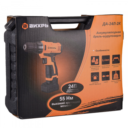 72/14/18 Дрель-шуруповерт аккумуляторная ДА-24Л-2к (2.0 А/ч) Вихрь 