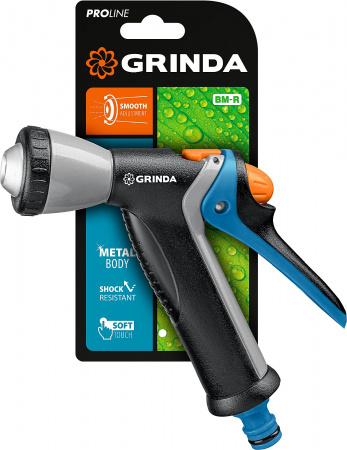 8-427311_z02 Пистолет поливочный PROLine BM-R плавная регулировка, курок сзади, металлический с TPR GRINDA 