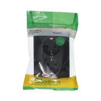 GLOSSA Розетка двойная с заземлением антрацит в сборе Systeme Electric GSL000724