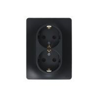 GLOSSA Розетка двойная с заземлением антрацит в сборе Systeme Electric GSL000724