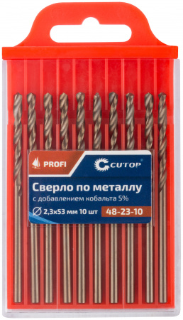 Сверло по металлу Cutop Profi с кобальтом 5%, 2.3 x 53 мм (10 шт) CUTOP 48-23-10