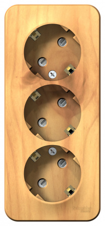 Розетка BLANCA наружная трехпостовая, с заземлением, со шторками, с изолирующей пластиной, 16А, 250В, ясень Systeme Electric BLNRA011315