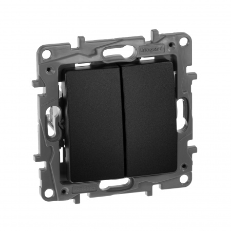 ETIKA Выключатель двухклавишный автоматические клеммы 10 AX 250 В антрацит Legrand 672602