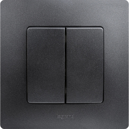 ETIKA Выключатель двухклавишный автоматические клеммы 10 AX 250 В антрацит Legrand 672602